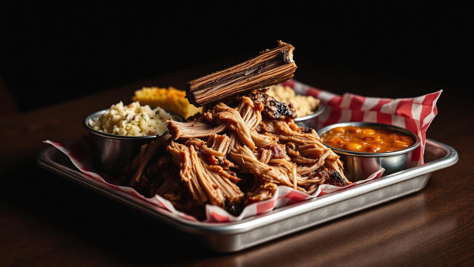 Pulled pork over red-check paper