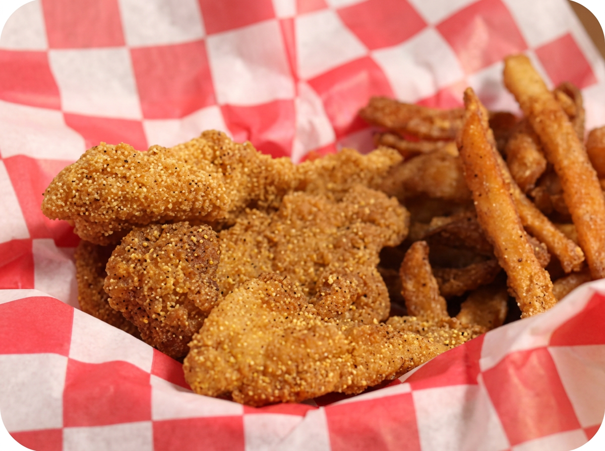 Golden fried catfish basket